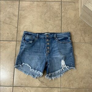 ARULA Blue Distressed Jean Shorts